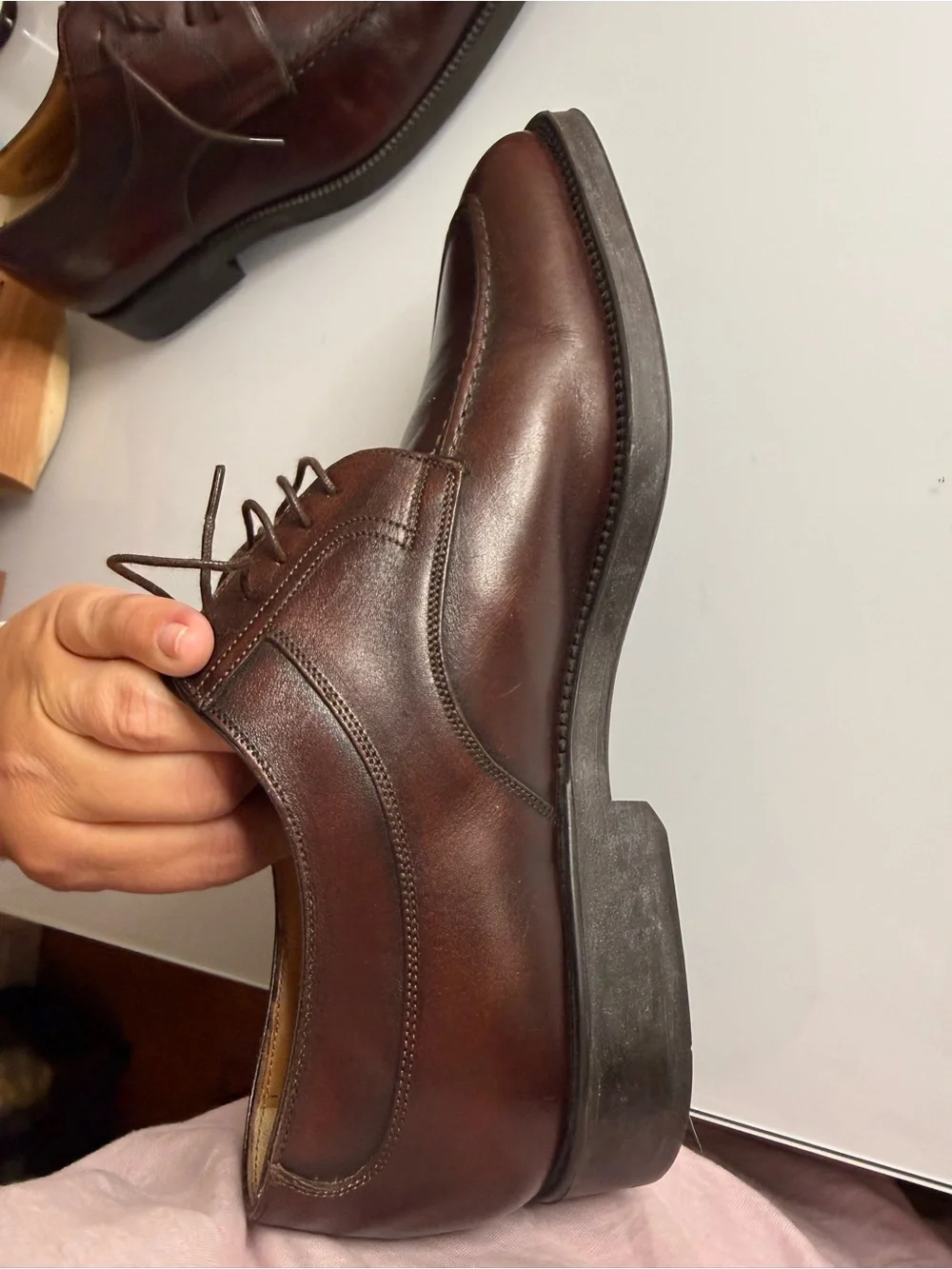SANTONI Men’s Brown Leather Dress Shoes